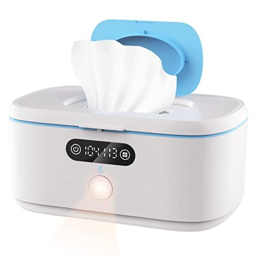 Bellababy Wipe Wamer for Vehicle and Home Use, Baby Wet Wipes Dispenser and Diaper Wipe Warmer with Night Light,Temperature Display,No Need Water and Sponge - Blue