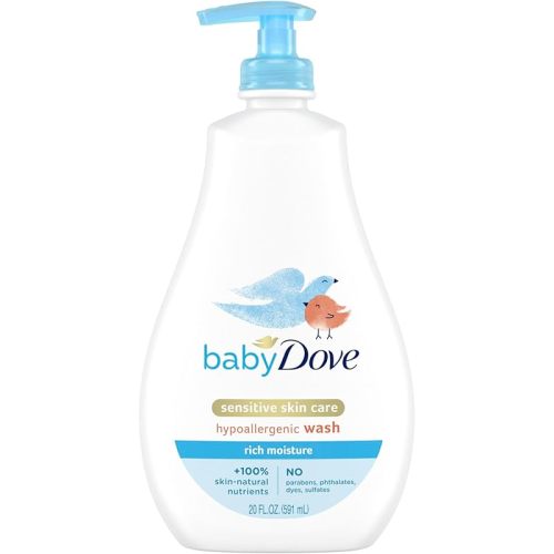 Baby Dove Sensitive Skin Care Baby Wash For Baby Bath Time Rich Moisture Tear-Free and Hypoallergenic, 20 oz (Packaging May Vary)