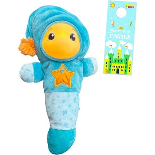 Playskool Glo Worm Soother Toy Set - Bundle with SmartSense Cry Sensor Voice Recordable Stuffed Soother Toy for Newborns, Babies Plus Door Hanger | Playskool Bedtime Plush for Toddlers