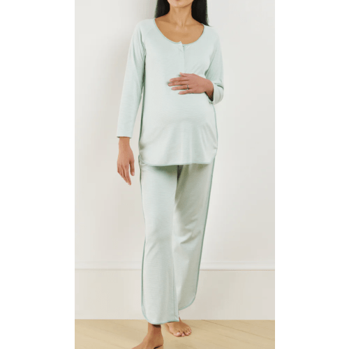 LAKE | Women | Pima Cotton Pajamas | Parisian Green Maternity Long Long Set