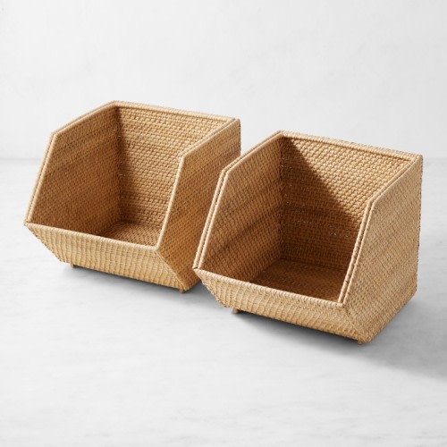 Hold Everything Rattan Stackable Bins