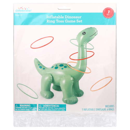 Inflatable Dinosaur Ring Toss Party Game, Multicolor, 7 Pieces, by Way To Celebrate