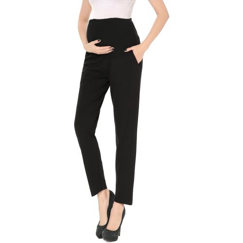 Maternity Pants Work Over The Belly with Pockets, Womens Pregnancy Dress Pants Office Clothes Trousers Stretch Summer