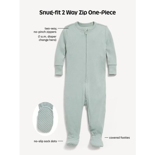 Snug-Fit 2 Way Zip Footed One-Piece for Baby