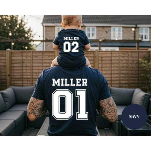 Matching Dad and Baby Number Shirts: Personalized Jersey Family Outfits