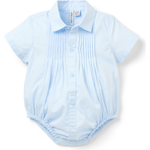 Baby Pintuck Poplin Bodysuit, Blue