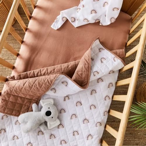 Adairs Baby - COT Stonewashed Cotton Earth Baby Fitted Sheets 2pk | Adairs