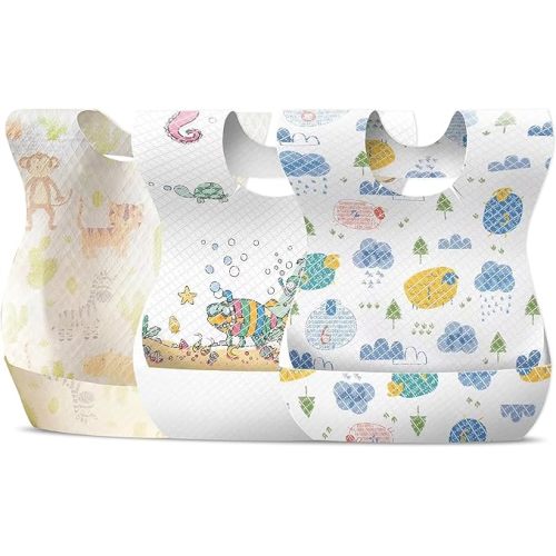 30/60pcs Baby Disposable Bibs-Individually Packaged,Soft, Leak Proof and Convenient, disposable bibs for toddlers