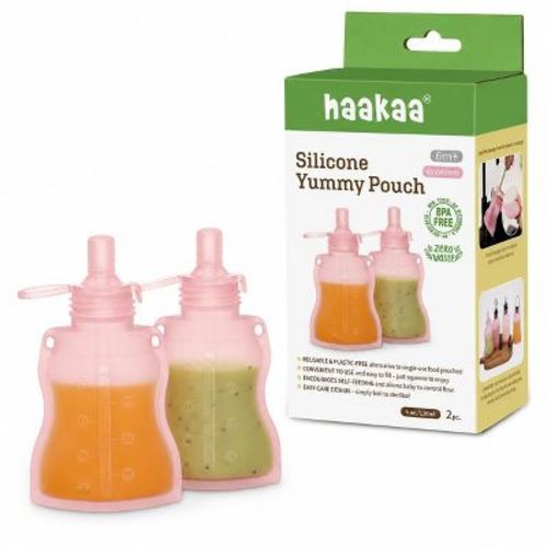 Haakaa Silicone Yummy Pouch 4.5 oz Strawberry 2-PK