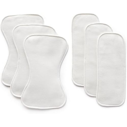 Esembly Ultra Absorbent Overnight Hemp Cloth Diaper Booster Inserts with Stay-Dry Fleece – Reusable Nighttime Doublers for Heavy Wetters – Size 2, 3 Sets (3 Contours and 3 Boosters)