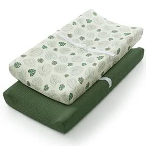 Amazon.com: Muslin Changing Pad Cover for Baby Girls Boys, Cotton Natural Comfort Diaper Change Table Pad Covers, Ultra Soft Breathable Boho Changing Pad Sheets, 2Pack (Monstera Leaves&Dark Green) : Baby