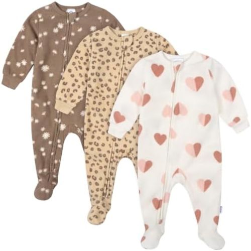 Gerber Baby & Toddler Girls Fleece Footed Pajamas 3-pack