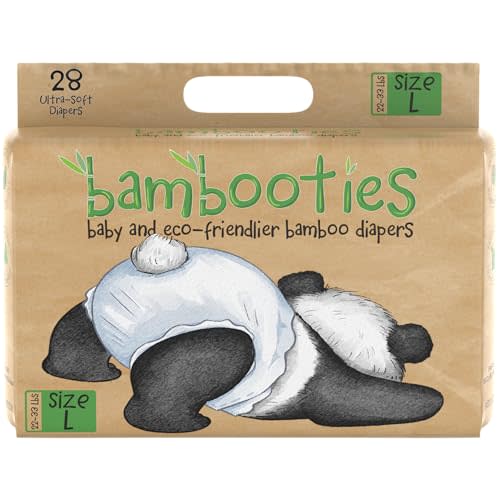 Bamboo Baby Diapers, Totally Chlorine Free for Sensitive Skin for Newborns to XXL. Hypoallergenic & Non Toxic Eco Friendlier Plant-Based Materials. TCF Large Size 4 (28 ct)