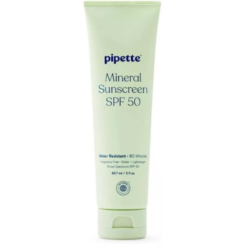 New~Pip~ette Zinc Oxide Mineral Sunscreen SPF 50 – Hypoallergenic & Vegan Sun Lotion – 3 fl oz pack 1