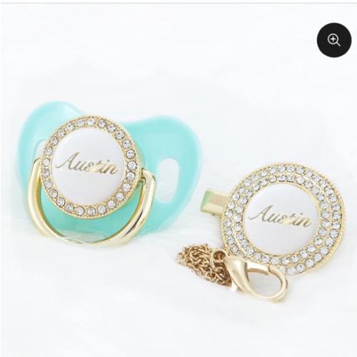 PACIFIER & CLIP SET Personalized with Name, Custom Dummy, Gift, Aqua
