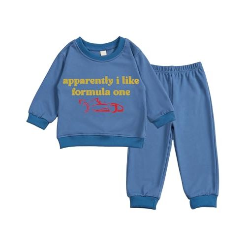 Toddler Baby apparently i like formula one Long Sleeve Sweatshirt Top Jogger Pants Set Cute Fall Winter Clothes Set