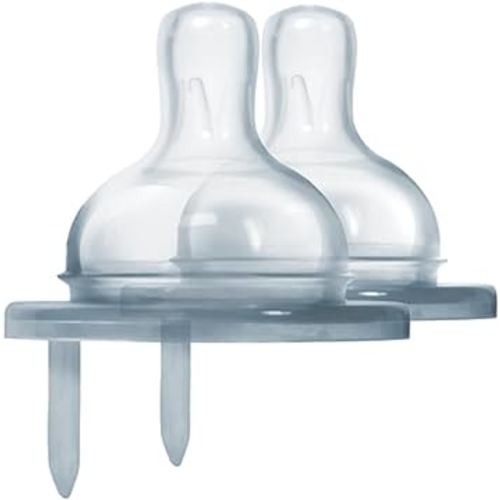 Pura Kiki Bottle Replacement Nipple 2-Pack - 100% Medical-Grade Silicone, Anti-Colic, NonPlastic - Suitable for Infants & Babies 0-3 Months (Slow Flow)