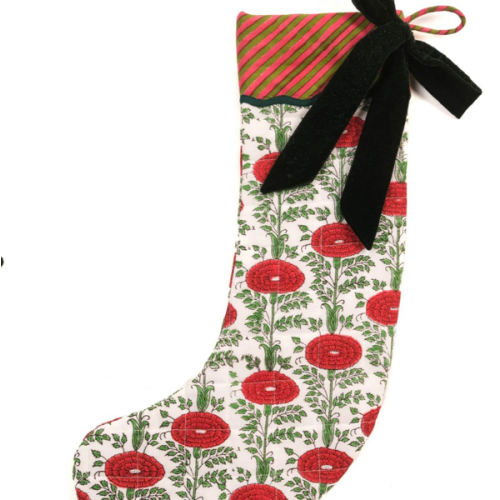 Blockprint Holiday Stocking in Araminta Green