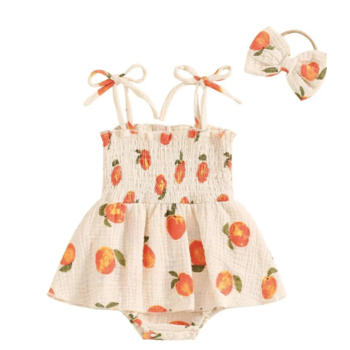 Peachy Keen Onesie Dress & Bow – The Ollie Bee