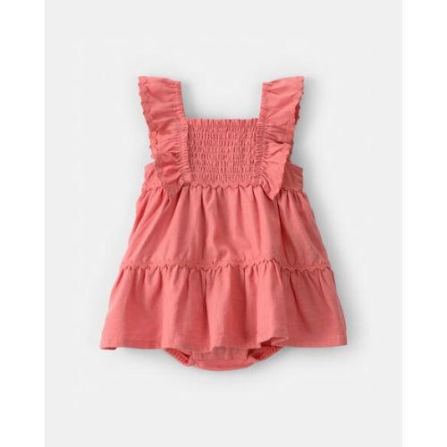 Baby Girl Ruffle Sleeveless Bodysuit Dress - Orange | Carter's