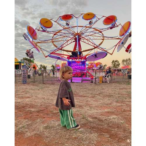 artist tee | charcoal + bright green print