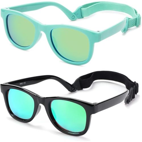 COASION Bendable Flexible Polarized Newborn Baby Sunglasses with Strap for Infant Boys Girls Age 0-24 Months CA8042