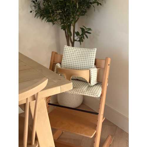 Sage Gingham Cushion For Stokke Tripp Trap | Waterproof And Wipeable 2 in 1 Cushion