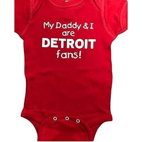 Daddy and I are Detroit fans baby onesie ® bodysuit