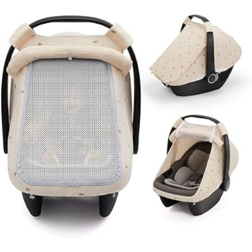 Blissful Diary Muslin Baby Car Seat Cover, Infant Canopy, Sunshine