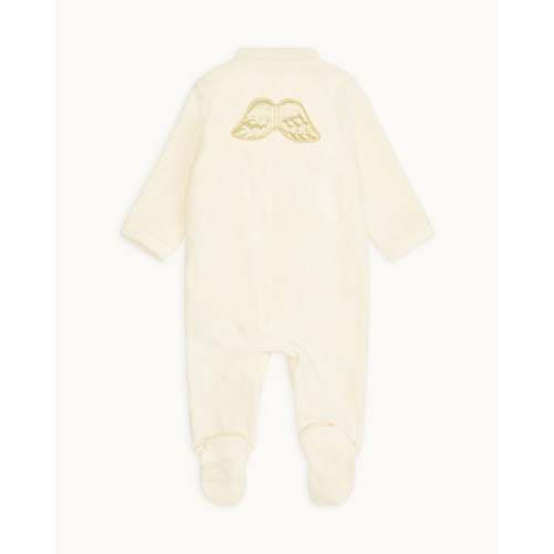 Velour Angel Wing™ Sleepsuit - Gold & Cream | Marie-Chantal
