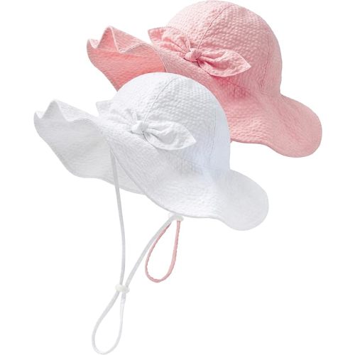 HONGTEYA Baby Sun Hat Toddler Girl Hats Infant Toddler Summer Bucket Beach Hat Wide Brim Sun Protection