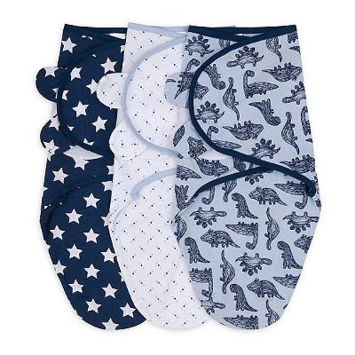 The Peanutshell 20-in. Blue Dino 3-Pack Swaddles