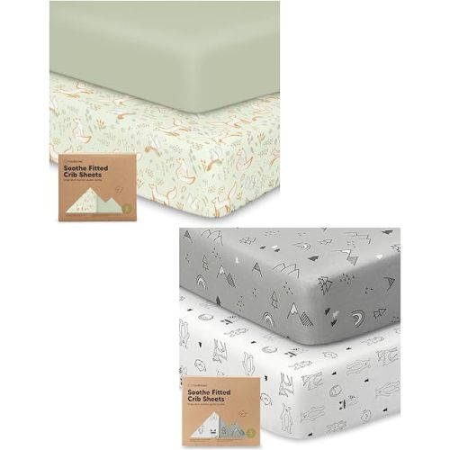 Keababies 2-Pack Crib Sheets for Boys, Girls - Jersey Fitted Crib Sheet, Baby Crib Sheets Neutral, Crib Mattress Sheet, Cotton Crib Sheets, Breathable Crib Sheet, Baby Mattress Sheets