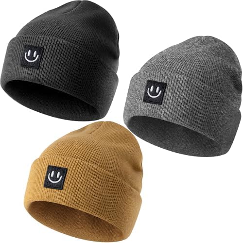 3 Packs Baby Beanie Cute Toddler Beanies Kids Winter Hat Boys Girls Warm Knit Hats Infant Beanie for 0-8 Years