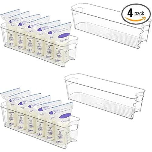 Vtopmart 4Pcs Clear Breastmilk Storage Bags Container in Freezer Fridge