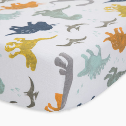 Little Unicorn Cotton Muslin Crib Sheet - Dino Friends