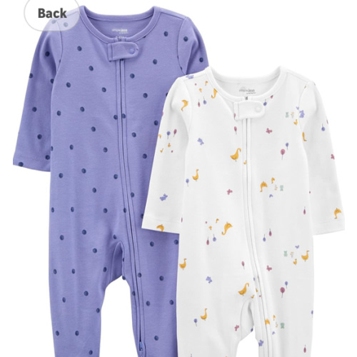 Simple Joys by Carter's Baby Girls' Cotton Footed Sleep and Play, Pack of 2