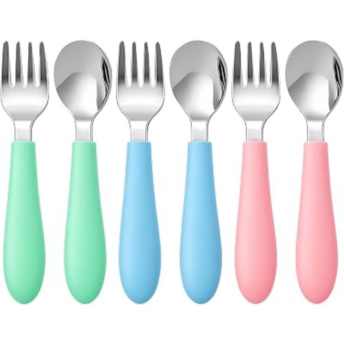 6 PCS Toddler Utensils 18/8 Stainless Steel Fork and Spoon Set