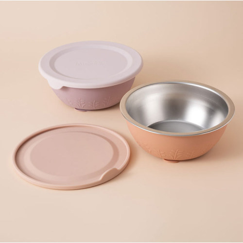 2 pack Stainless Steel Silicone Suction Bowl - 13 oz