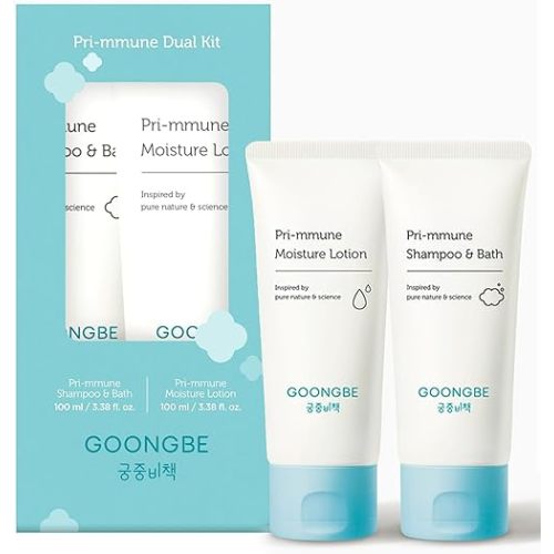 GOONGBE Baby Skincare Duo Set - Korean Baby Skincare & Bath Time Essentials - Shampoo & Bath, Moisutre Lotion - Travel Sized Hydrating & Nourishing Wash and Moisturizer, 2 Items