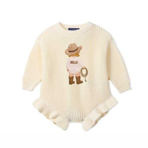 Sweet Cowgirl Romper, Personalized Embroidery Baby Girl Romper, Western Baby Outfit, Cowgirl Baby Gift, Baby Shower Gift, Texas Boots Style
