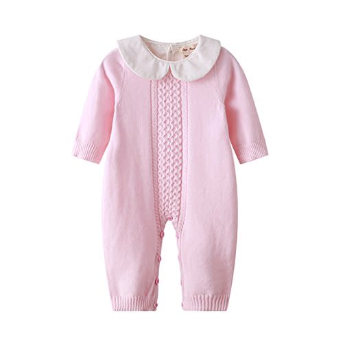 Auro Mesa Baby Infant Boy Girl Peter Pan Collar Knit Sweater Romper Outfit Clothes One-Piece Coverall Baby Clothing Jumpsuit
