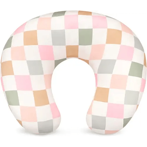 DILIMI Nursing Pillow Cover, Stretchy Removable Case for Breastfeeding Pillows, Ultra Soft Comfortable Slipcover for Baby Girl and Boy, Colorful Checkerboard