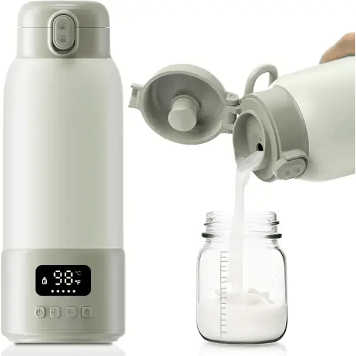 Portable Milk Warmer, 17oz Large Capacity Bottle Warmer for Baby, Fast Heating for Breast Milk & Formula & Water, Long Battery Life Portable Bottle Warmer for Travel with Pasteurization