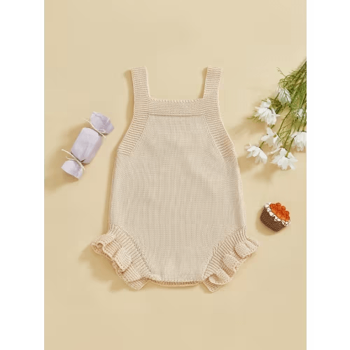 baby girls spring summer knit jumpsuit sleeveless ruffle - Temu