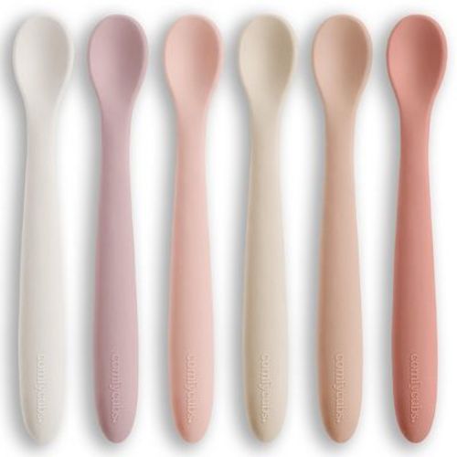 Comfy Cubs Silicone Baby Spoons Set 6-Pack, Blush – BPA Free, Soft Gum-Safe Toddler Eating Essentials – Lightweight & Flexible