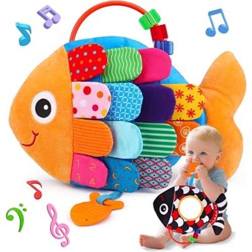 Baby Sensory 0-3 0-6 Toys Months, 2 in 1 Baby Music Fish Tummy Time Toy & High Contrast Black and White Toy, Babies Newborn Toys 0 3 6 Months with Mirror Crinkle Rattle, Infant Shower Gifts : Amazon.co.uk: Toys & Games