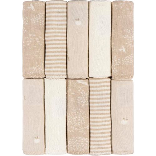 Just Born 10-Pack Baby Washcloths – Soft & Gentle Cotton, Perfect for Bath Time & Everyday Use, Absorbent & Durable, Tan