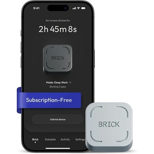 The Brick Phone Access Blocker Device for Cell Phones - Subscription-Free Phone Lock, Limits Smartphone Access, Reduces Screen Time & Improves Focus - High-Grade Magnet & Anti-Slip Silicone