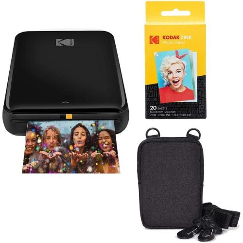 Kodak Step Mobile Instant Photo Printer 2x3" (Black) & Photo Paper Go Bundle for iOS & Android